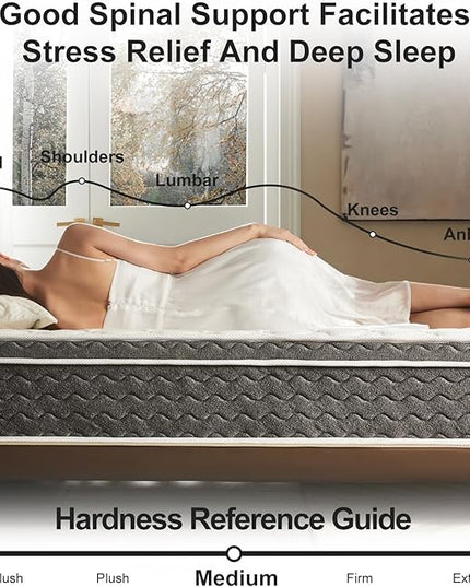 Full Size Mattress 12 Inch Hybrid Mattress Full in a Box with Memory Foam - Individually Wrapped Pocket Coils Spring, Edge Support Pressure Relief, CertiPUR-US Certified(Medium Firm) - LeafyLoom