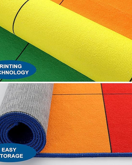 LIVEBOX Elementary Classroom Rug for Kids, Washable Kids Area Rugs for School, Nursery, Colorful Children's Educational Carpet Non-Slip Classroom Mat for Learning,13'x7'5"(Seats-24) - LeafyLoom