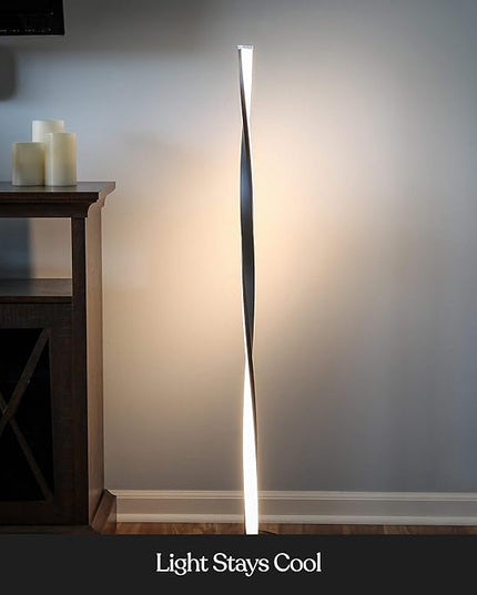 Brightech Helix LED Floor lamp, Bright Floor Lamp for Living Rooms & Bedrooms, 48" Tall Pole Lamp, Dimmable Standing Lamp - Black - LeafyLoom
