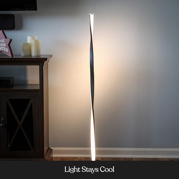 Brightech Helix LED Floor lamp, Bright Floor Lamp for Living Rooms & Bedrooms, 48" Tall Pole Lamp, Dimmable Standing Lamp - Black - LeafyLoom