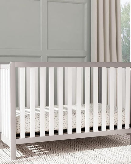 Carter's by DaVinci Colby 4-in-1 Low-Profile Convertible Crib in Grey and White, Greenguard Gold Certified - LeafyLoom