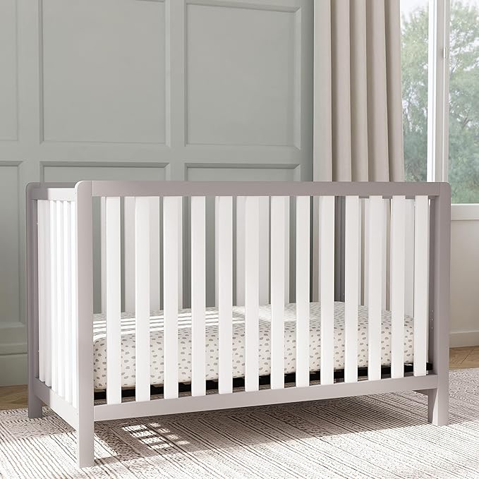 Carter's by DaVinci Colby 4-in-1 Low-Profile Convertible Crib in Grey and White, Greenguard Gold Certified - LeafyLoom