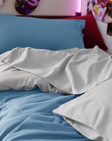 Bedsure Blue Twin XL Comforter Set - 5 Pieces Reversible Blue Bed Set Twin XL with Comforters, Sheets, Pillowcase & Sham, Blue Bedding Set for College - LeafyLoom