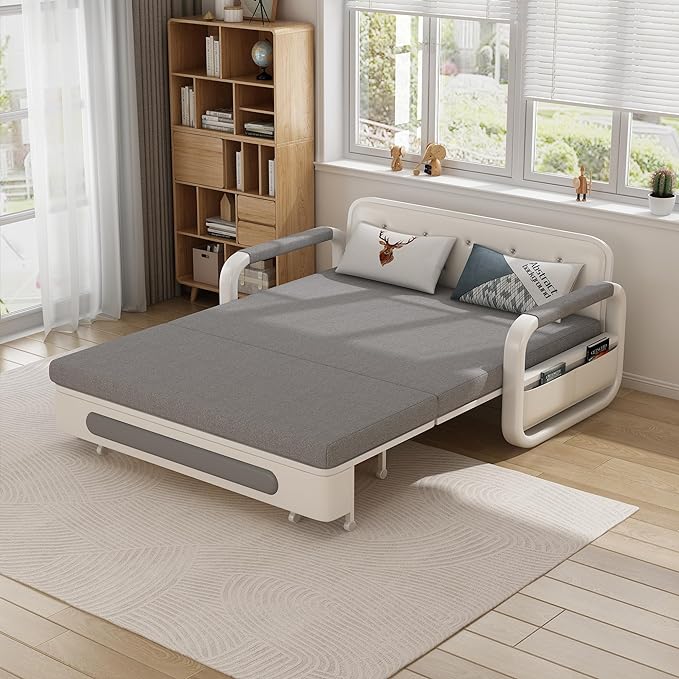 Convertible Sleeper Sofa Bed, Modern Pullout Couch Bed with Pull Out Bed, Adjustable Backrest, Loveseat Futon Sofa for Living Room Furniture (34.6" D x 50.3" W x 34.2" H)… - LeafyLoom