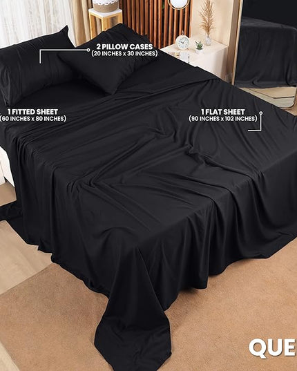 Utopia Bedding Queen Bed Sheets Set - 4 Piece Bedding - Brushed Microfiber - Shrinkage and Fade Resistant - Easy Care (Queen, Black) - LeafyLoom