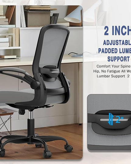 Office Chair, Ergonomic Desk Chair with Adjustable Lumbar Support, High Back Mesh Computer Chair with Flip-up Armrests-BIFMA Passed Task Chairs, Executive Chair for Home Office - LeafyLoom