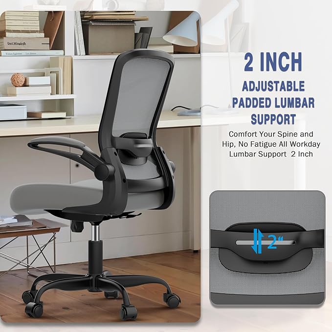 Office Chair, Ergonomic Desk Chair with Adjustable Lumbar Support, High Back Mesh Computer Chair with Flip-up Armrests-BIFMA Passed Task Chairs, Executive Chair for Home Office - LeafyLoom