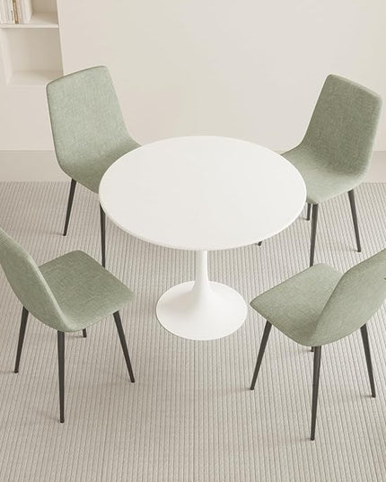 NicBex 31.5Inch Round Dining Table,Modern Kitchen Table with MDF White Tabletop and Pedestal Base for 2 to 4,Leisure Coffee Table for Kitchen,Small Space,Apartment and Living Room,Space-Saving,White - LeafyLoom