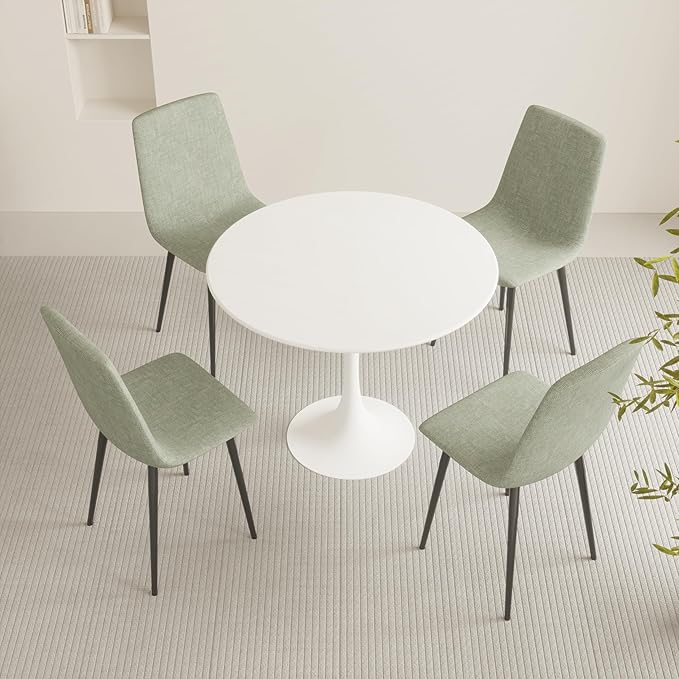 NicBex 31.5Inch Round Dining Table,Modern Kitchen Table with MDF White Tabletop and Pedestal Base for 2 to 4,Leisure Coffee Table for Kitchen,Small Space,Apartment and Living Room,Space-Saving,White - LeafyLoom