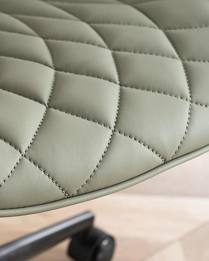 YOUNIKE Olive Armless Office Chair Swivel Desk Chair with Wheels Rolling Task Chair with Back Upholstered Leather Computer Gaming Chair Height Adjustable Modern Ergonomic Wide Seat - LeafyLoom