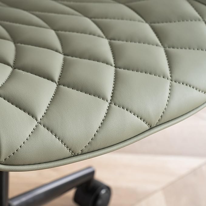 YOUNIKE Olive Armless Office Chair Swivel Desk Chair with Wheels Rolling Task Chair with Back Upholstered Leather Computer Gaming Chair Height Adjustable Modern Ergonomic Wide Seat - LeafyLoom