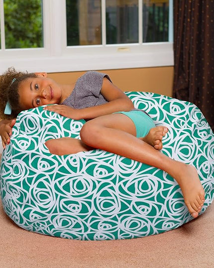 Posh Creations Bean Bag Chair for Kids, Teens, and Adults Includes Removable and Machine Washable Cover, 38in - Large, Canvas Roses Mint - LeafyLoom