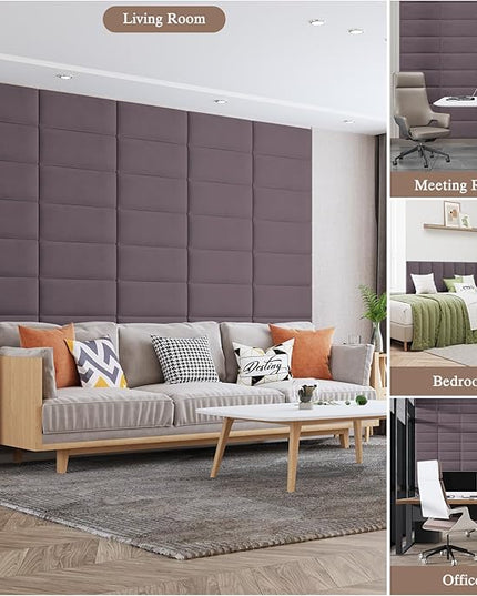 King Headboard, Wall Mounted Peel and Stick Headboard, Upholstered Leather Bed Headboard for King Size Bed, Floating Dorm Bedroom Tall Headboard Soundproof Wall Panels (12 Panels, 10"x24") - LeafyLoom