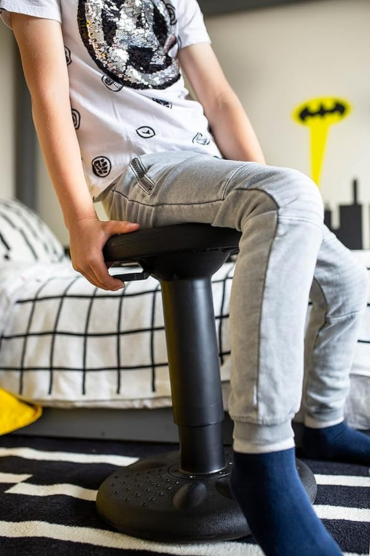 Studico ActiveChairs Adjustable Wobble Stool, Flexible Classroom Seating, Improves Focus, Posture and Helps ADHD/ADD, Sensory Chair, Active Fidget Chairs Adjusts from 16.65" to 23.75" Ages 13-18 Black - LeafyLoom