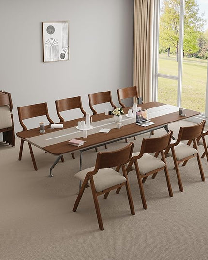 Ball & Cast Padded Folding Chairs 2 Pack,Solid Wood Frame,18" Seat Height,Space Saving,Easy to CarrySuitable for dining room, bedroom and outdoor, Walnut - LeafyLoom