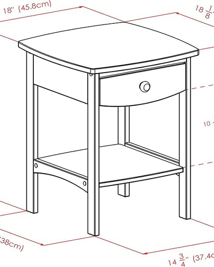 Winsome Basics Solid Wood End Table Nightstand - LeafyLoom