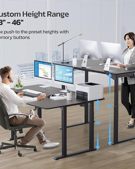 Dripex Standing Desk, 63"/ 71" L Shaped Desk Adjustable Height, Electric Corner Stand Up Desk Large Home Office Desk Computer Workstation, Dual Motor Sit Stand Desk 4 Legs, Super Stable - LeafyLoom
