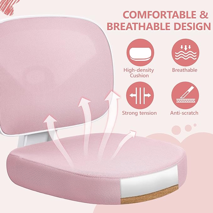 Primy Kids Desk Chair, Pink Study Chair for Boys Girls with Height Adjustable, Swivel Mesh Task Student Chairs for 4-12, Growing Teen Office Chair for Home/School/Office (Pink) - LeafyLoom