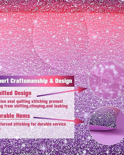 JQinHome Full Size Pink Purple Comforter Set, 6 Piece Bed in A Bag 3D Colorful Bedding Set for Girls Women - LeafyLoom