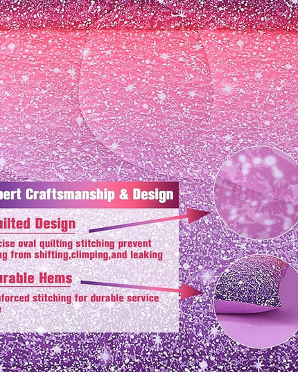 JQinHome Twin Pink Purple Comforter Set, 6 Piece Bed in A Bag 3D Colorful Bedding Set for Girls kids (1 Comforter,2 Pillowcases,1 Flat Sheet,1 Fitted Sheet,1 Cushion Cover)(Pink Purple) - LeafyLoom