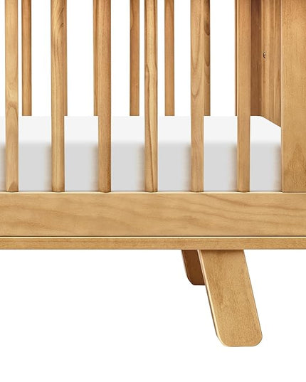babyletto Hudson 3-in-1 Convertible Crib with Toddler Bed Conversion Kit in Honey, Greenguard Gold Certified - LeafyLoom