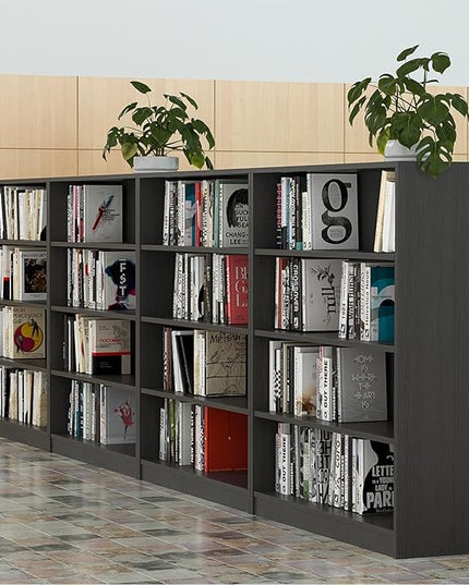 Farini 4 Shelf boockase Display Bookcase Freestanding Wooden Bookshelves for Home Office Living Room,48 Inch Height,Grey - LeafyLoom