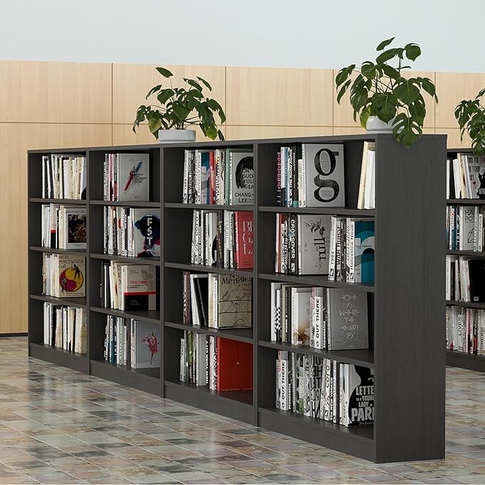 Farini 4 Shelf boockase Display Bookcase Freestanding Wooden Bookshelves for Home Office Living Room,48 Inch Height,Grey - LeafyLoom