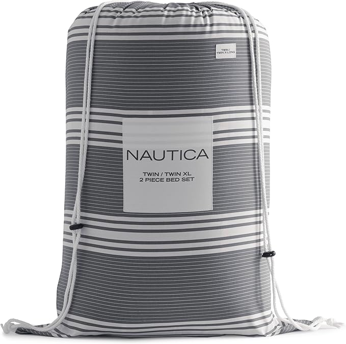 Nautica - Queen Comforter Set, Cotton Reversible Bedding with Matching Shams, Stylish Home Decor (Craver Grey, Queen) - LeafyLoom