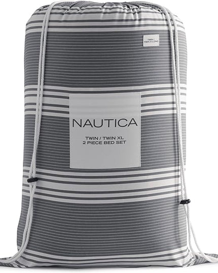 Nautica - King Size Comforter Set, Cotton Reversible Bedding with Matching Shams, Stylish Home Decor (Craver Grey, King) - LeafyLoom