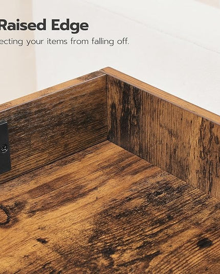HOOBRO Nightstand with Charging Station, End Table with Drawer and Opening Shelf, Side Table with USB Ports and Outlets, Bedside Table for Bedroom, Small Night Stand, Rustic Brown FG18UBZ01 - LeafyLoom