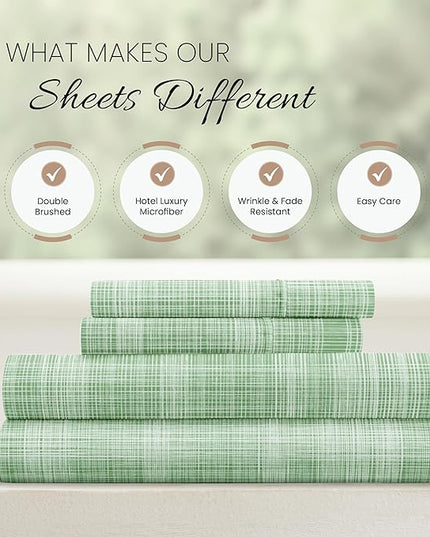 Linen Market 4 Piece King Bedding Sheet Set (Forest Thatch) - Sleep Better Than Ever with These Ultra-Soft & Cooling Bed Sheets for Your King Size Bed - Deep Pocket Fits 16" Mattress - LeafyLoom