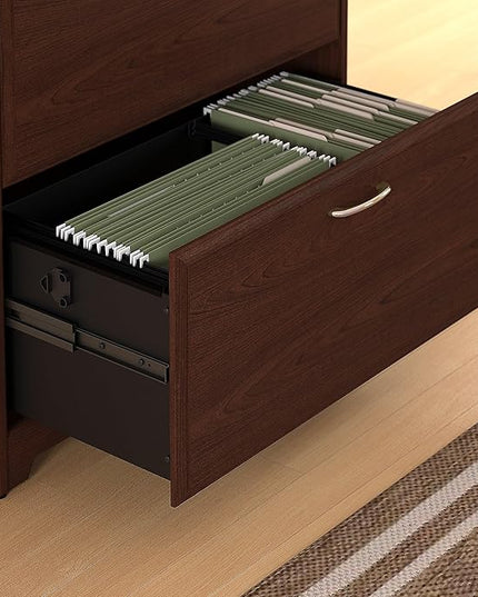 Bush Furniture Cabot Lateral File Cabinet in Harvest Cherry - LeafyLoom