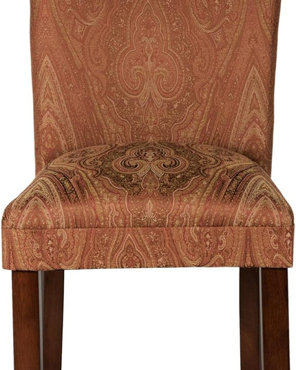 Homepop Home Decor |K1136-F765 | Classic Upholstered Parsons Dining Chair | Single Accent Dining Chair, Red & Gold Damask - LeafyLoom