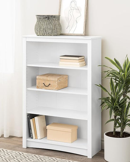 Prepac Home Office 4-Shelf Standard Bookcase, 31.5 in. W x 48 in. H x 13 in. D, White - LeafyLoom