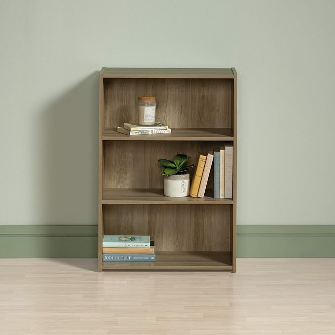 Sauder Beginnings 3 Bookcase/Book Shelf, L: 24.57" x W: 11.50" x H: 35.28", Summer Oak - LeafyLoom