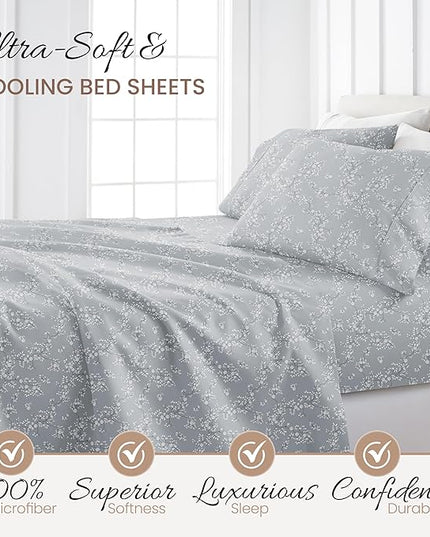 Linen Market 4 Piece California King Bedding Sheet Set (Light Gray) - Sleep Better Than Ever with These Ultra-Soft Cooling Bed Sheets for Your California King Size Bed - Deep Pocket Fits 16" Mattress - LeafyLoom