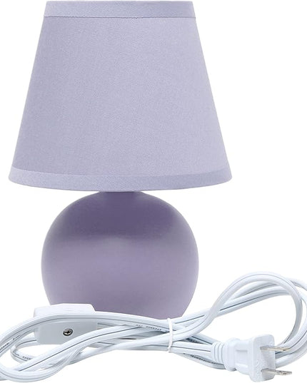 Simple Designs LT2008-PRP Mini Ceramic Globe Table Lamp with Matching Fabric Shade, Purple - LeafyLoom