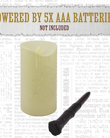 Paladone Hogwarts Crest Candle Light with Magical Wand Remote Control, Harry Potter Room Decor and Desk Accessories - LeafyLoom