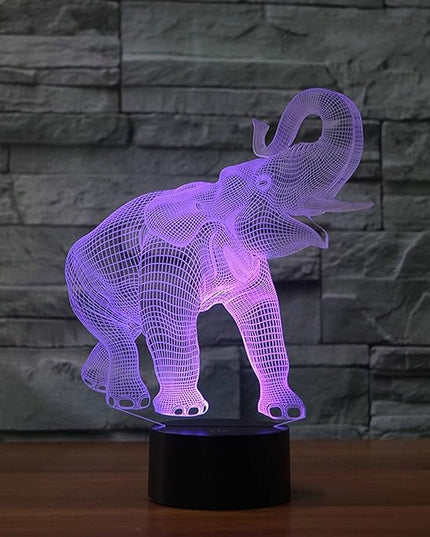3D Elephant Night Light USB Powered Remote Control Touch Switch Decor Desk Optical Illusion Lamps 7/16 Color Changing Lights LED Lamp Xmas Home Brithday Children Kids Decor Toy Gift - LeafyLoom