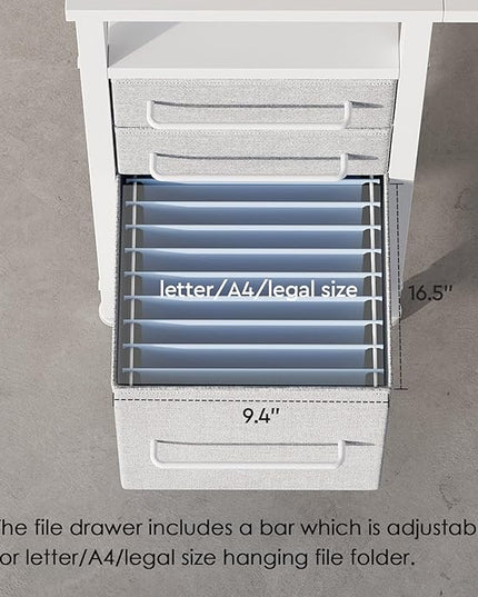 Ｍａｉｈａｉｌ Maihail Small Desk with Drawers, 40 inch Computer Desk with Shelves, Writing Desk with Storage, Small Office Desk with Metal Frame, White - LeafyLoom