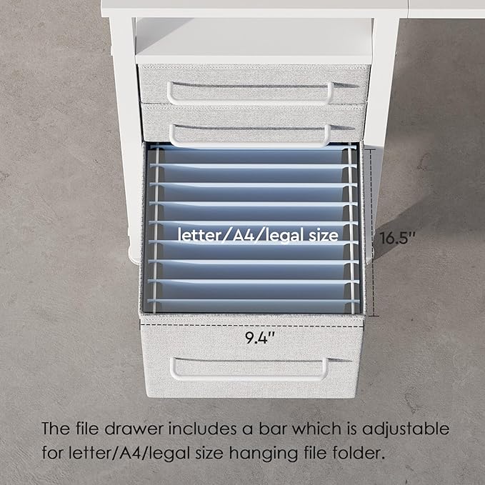 Ｍａｉｈａｉｌ Maihail Small Desk with Drawers, 40 inch Computer Desk with Shelves, Writing Desk with Storage, Small Office Desk with Metal Frame, White - LeafyLoom