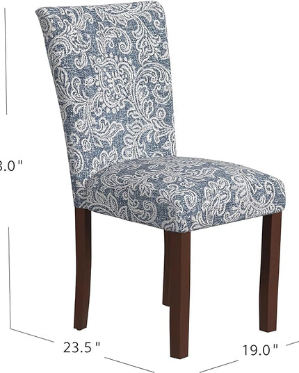 HomePop Classic Parsons Dining Chairs, Pack of 2, Denim Jacobean Print - LeafyLoom