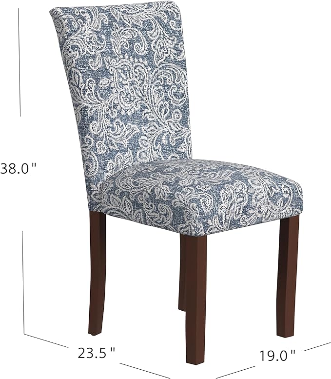 HomePop Classic Parsons Dining Chairs, Pack of 2, Denim Jacobean Print - LeafyLoom