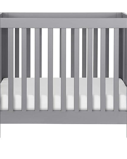 Babyletto Origami Mini Portable Folding Crib with Wheels in Grey, 2 Adjustable Mattress Positions, Greenguard Gold Certified - LeafyLoom