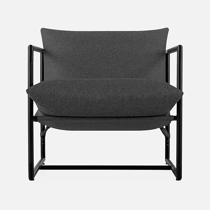 ZINUS Aidan Sling Accent Chair / Metal Framed Armchair with Shredded Foam Cushioning, Dark Grey - LeafyLoom