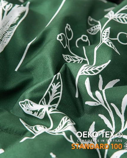 JANZAA Twin Emerald 2 PCS Bedding Sets Floral Comforter Set Plant Flowers Printed on Soft Comforter Set for All Season - LeafyLoom