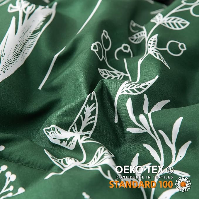 JANZAA Twin Emerald 2 PCS Bedding Sets Floral Comforter Set Plant Flowers Printed on Soft Comforter Set for All Season - LeafyLoom