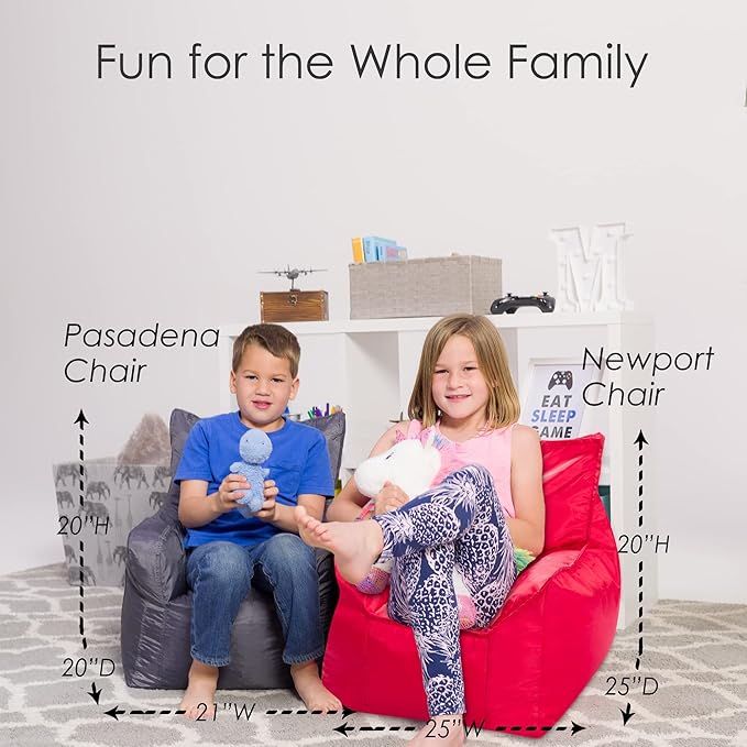 Posh Creations Bean Bag Structured Seat for Toddlers and Kids, Comfy Chair for Children, Pasadena, Black - LeafyLoom