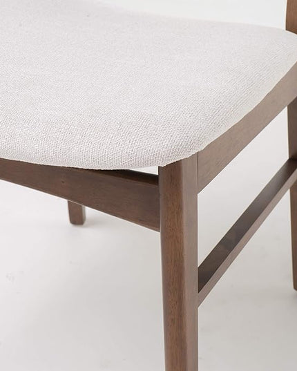 Christopher Knight Home Idalia Dining Chairs, 2-Pcs Set, Rubber Wood, Light Beige / Walnut Finish - LeafyLoom