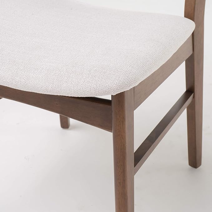 Christopher Knight Home Idalia Dining Chairs, 2-Pcs Set, Rubber Wood, Light Beige / Walnut Finish - LeafyLoom